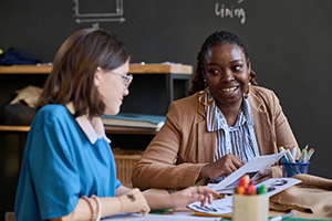 school social worker working with student